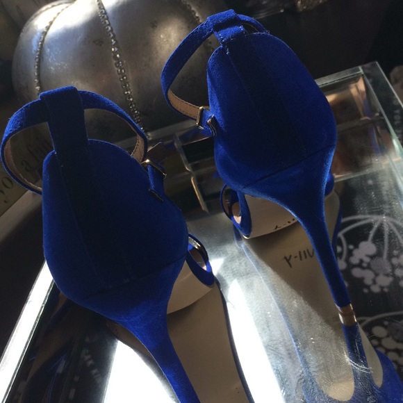 💃🏼🍑Blue Suede Double ankle strap sz 8.5 - Picture 4 of 6